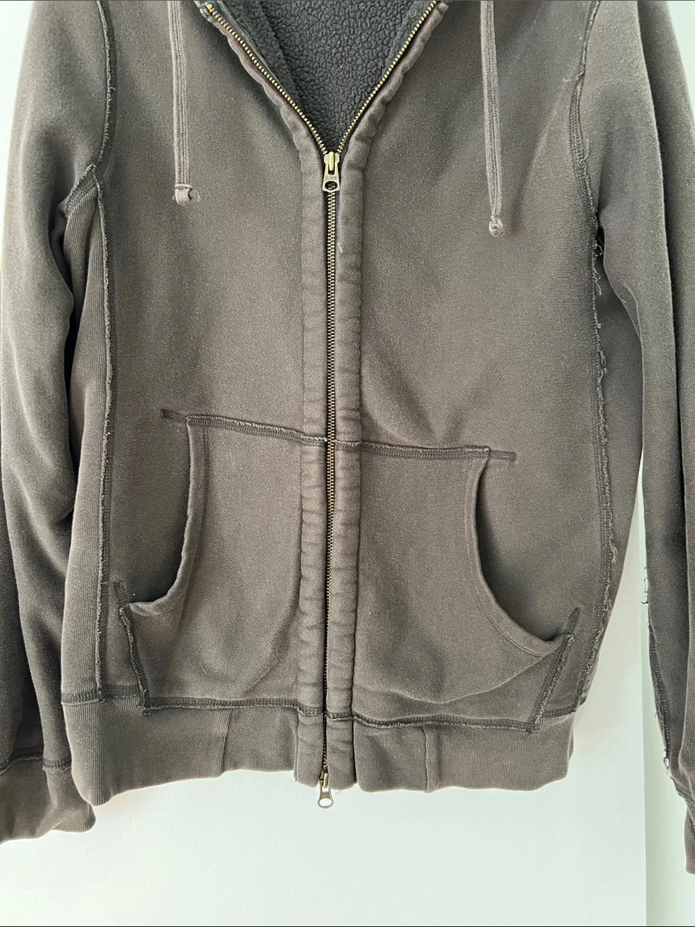 J. Crew Men's Outerwear Fleece Hooded Zip Jacket in Brown